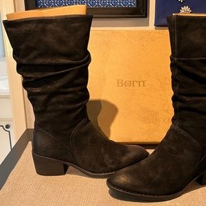Born Currie Black Distressed Leather Boots 10